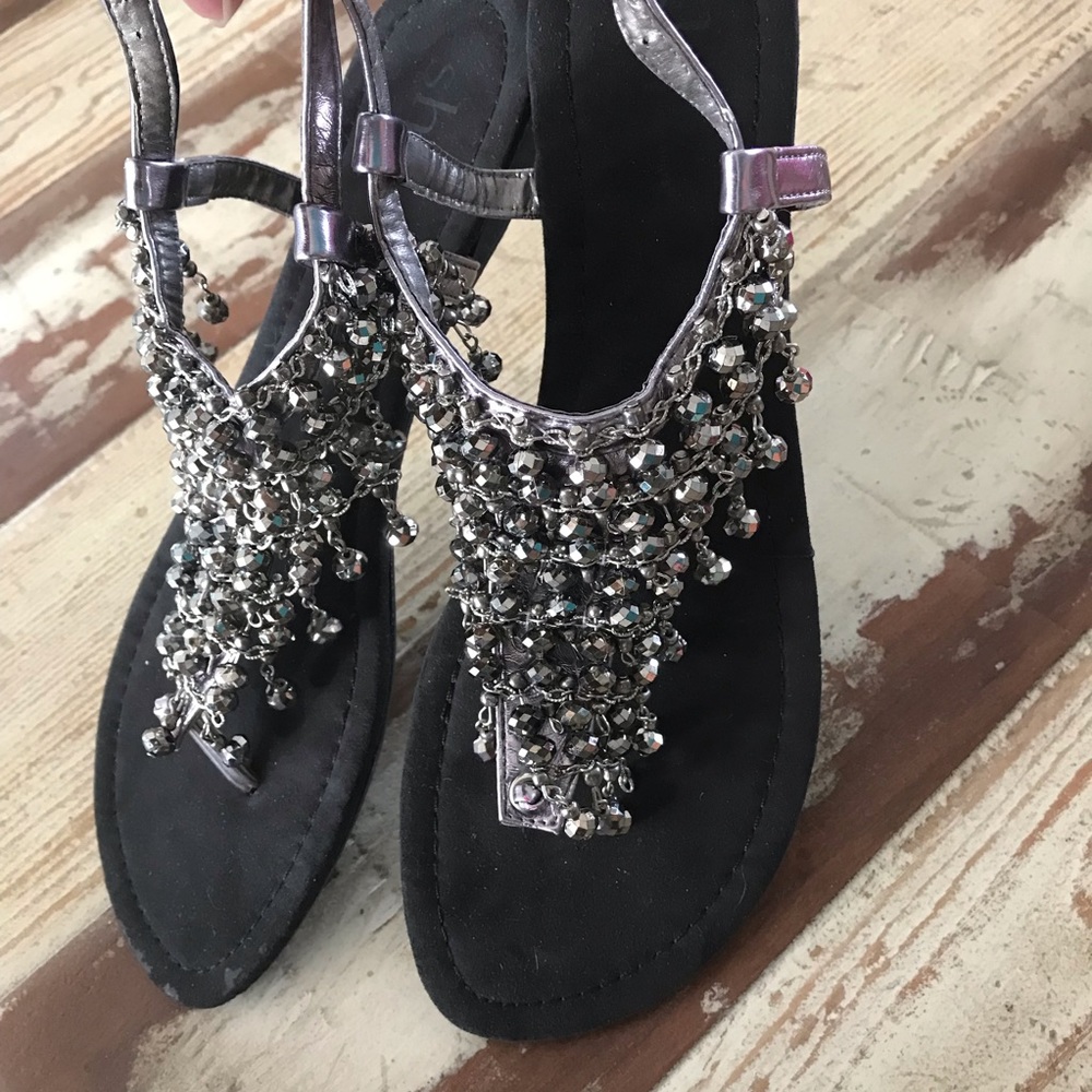 Silver beaded sandals